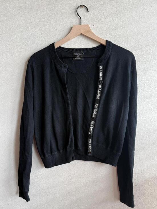 Sweaters - Vintage Polo Jeans Co Ralph Lauren Black Cardigan Medium Y2K Preppy Sweater